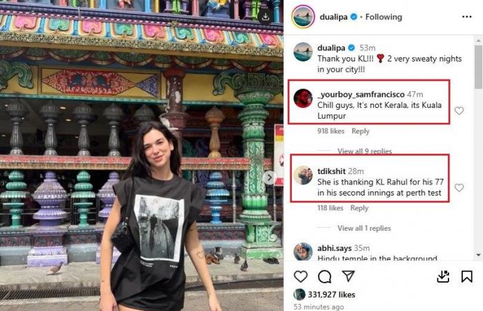 Dua Lipa dankt KL für „2 sehr verschwitzte Nächte in Ihrer Stadt“; Internetnutzer fragen sich, ob der Beitrag für KL Rahul oder Kerala ist! Die richtige Antwort ist KEINE