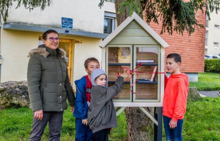 In Mortagne-au-Perche begrüßt der Stadtteil Les Roches seine erste Bücherbox