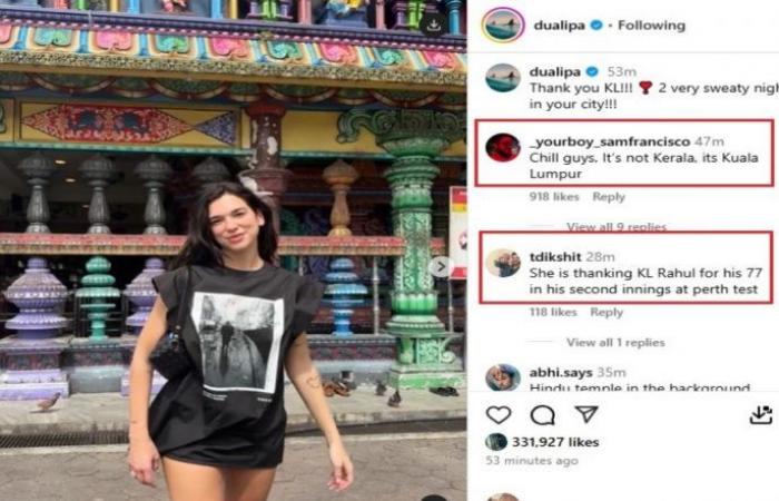 Dua Lipa dankt KL für „2 sehr verschwitzte Nächte in Ihrer Stadt“; Internetnutzer fragen sich, ob der Beitrag für KL Rahul oder Kerala ist! Die richtige Antwort ist KEINE