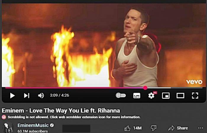 Eminem – „Love The Way You Lie“ feat. Rihanna übertraf 2,9 Milliarden Aufrufe auf YouTube | Eminem.Pro