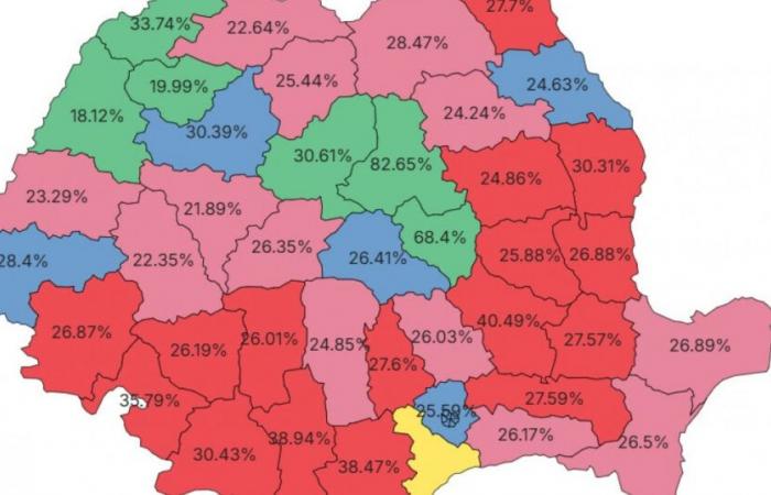 Wie das Land abgestimmt hat. Georgescu gewann 13 Landkreise und viele PNL-Lehen. Ciolacu in 16 Landkreisen und Lasconi in fünf