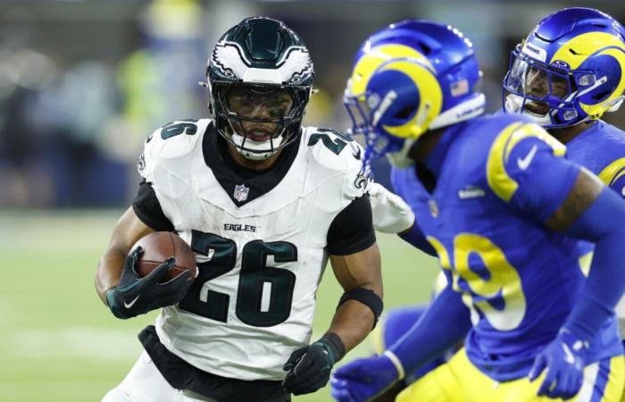 Eagles-Rams: Saquon Barkley stürmt mit 255 Rushing Yards, als Philly LA mit 37:20 besiegt und sich damit den siebten Sieg in Folge sichert