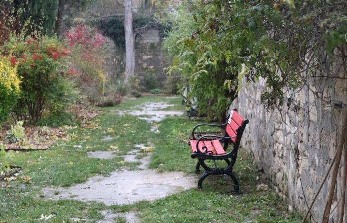 Gegen Gewalt gegen Frauen wird in diesem Oise-Park eine rote Bank errichtet