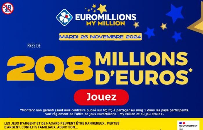 EuroMillions Dienstag, 26. November 2024: 208 Millionen Euro zu gewinnen! – FDJ