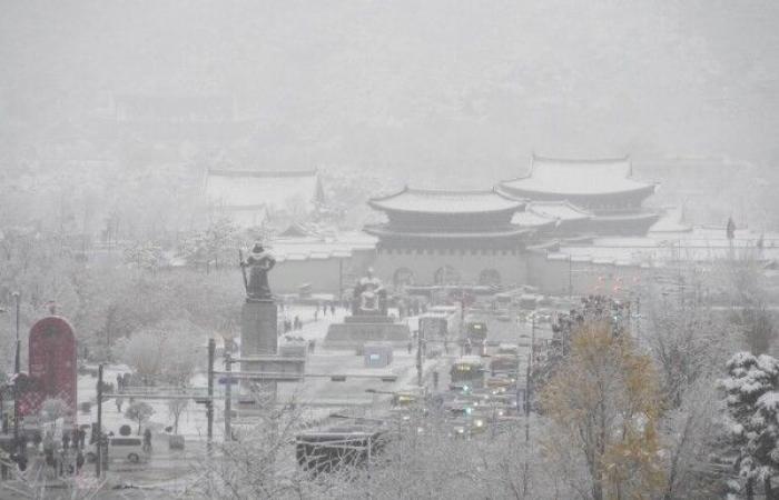 Der größte November-Schneesturm seit einem halben Jahrhundert trifft Seoul und setzt Flüge ab