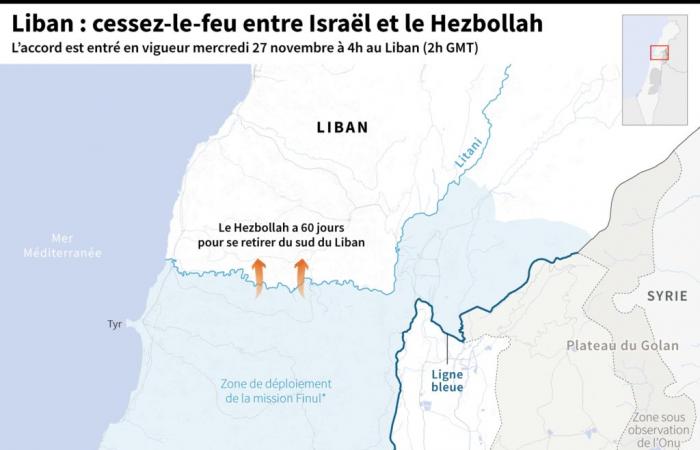 Karte – Waffenstillstand zwischen Israel und der Hisbollah, Israel will sich auf Gaza und Iran konzentrieren