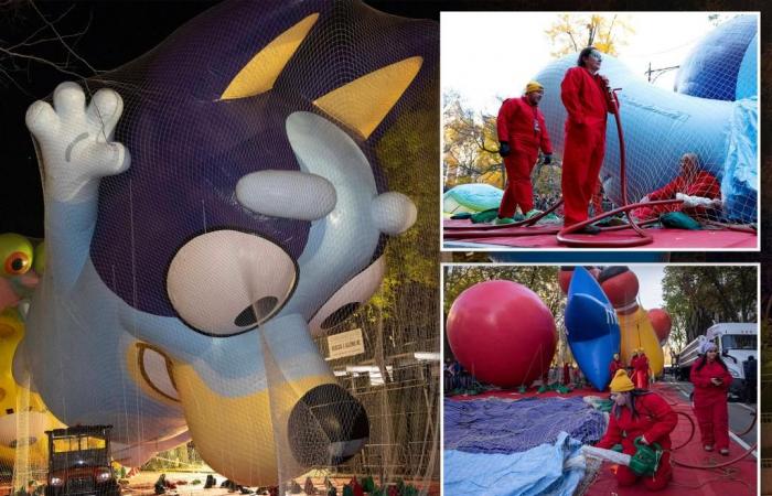 Der „Bluey“-Ballon ist während des Inflationstages geplatzt – wurde aber rechtzeitig zur Macy’s Thanksgiving Day Parade repariert