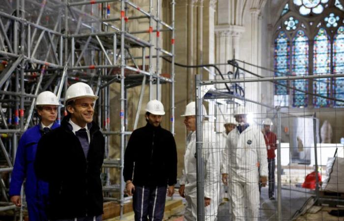 Emmanuel Macrons letzter Besuch an diesem Freitag auf der Baustelle vor der Wiedereröffnung