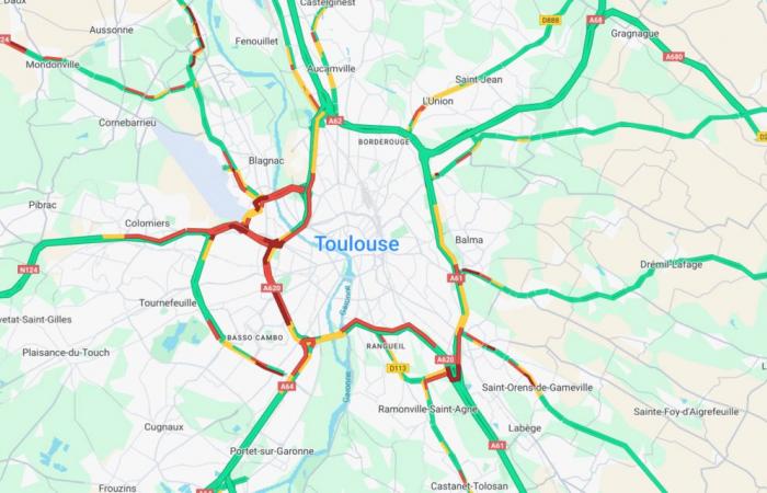 Live: Komplizierter Verkehr auf der Ringstraße von Toulouse an diesem Freitagabend