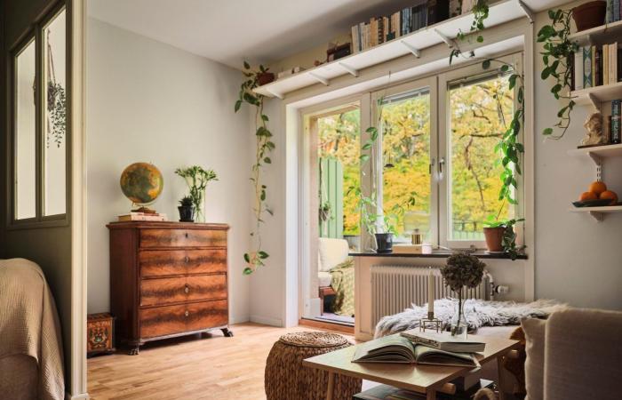 Eine 38 m² große Wohnung in Vintage-Farben