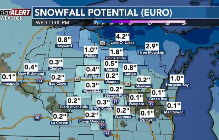 Seeeffekt-Schnee im Norden, später in dieser Woche noch mehr Schnee