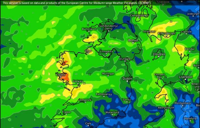 Eireann hat festgestellt, wann Regen und Schneeregen Irland treffen, während die Temperaturen inmitten des Hochwasseralarms auf eiskalte -2 °C sinken