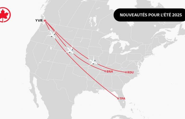 Air Canada führt im Sommer 2025 den vollständigen grenzüberschreitenden Flugplan von YVR ein