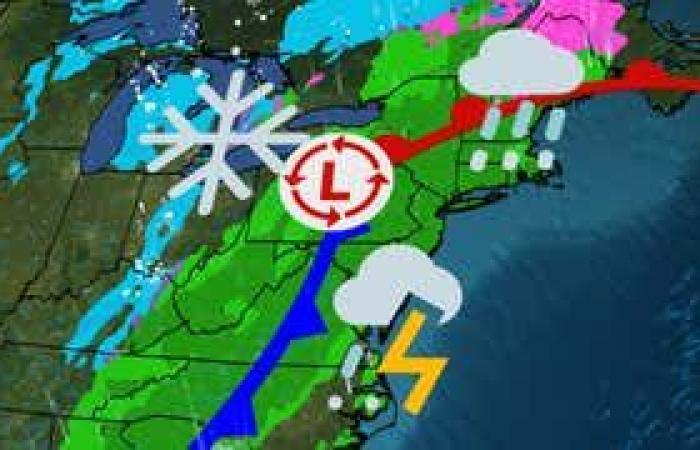 Östlicher Sturm bringt starken Regen, Wind und Schnee mit Seeeffekt