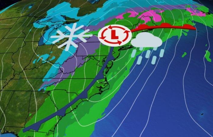 Östlicher Sturm bringt starken Regen, Wind und Schnee mit Seeeffekt