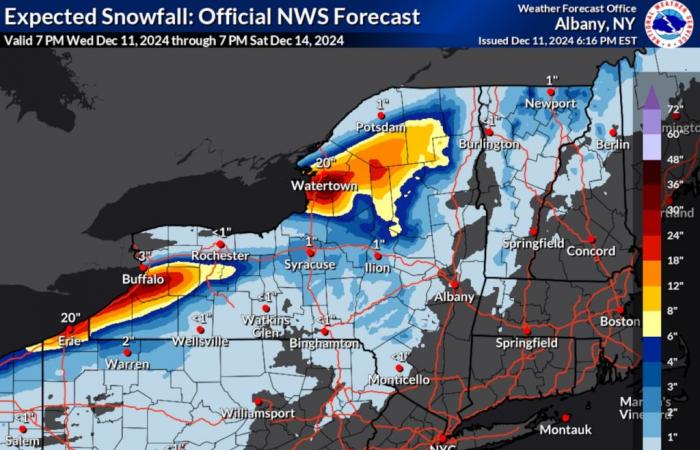 Ausnahmezustand erklärt: 2 bis 3 Fuß Schnee, starke Winde für North Country, West-NY, vorhergesagt