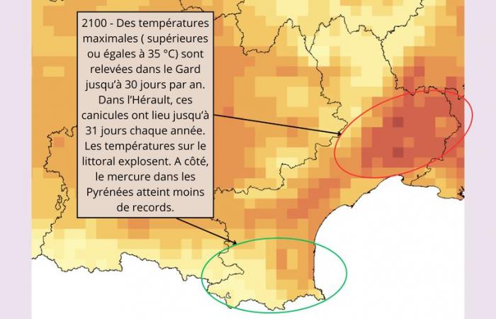 KARTE. Niederschlag, Temperaturen, Jahreszeiten … so wird das Klima in der Region Okzitanien in den 2030er, 2050er und 2100er Jahren aussehen