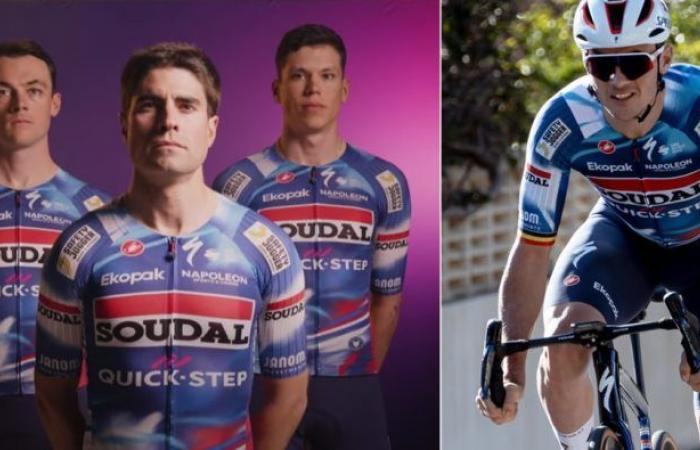 Radfahren. Straße – Das neue Soudal Quick-Step-Trikot von Remco Evenepoel im Jahr 2025