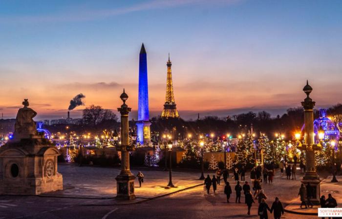 Der Weihnachtsmarkt am Place de la Concorde, der magische Markt gegenüber den Champs-Élysées in Paris