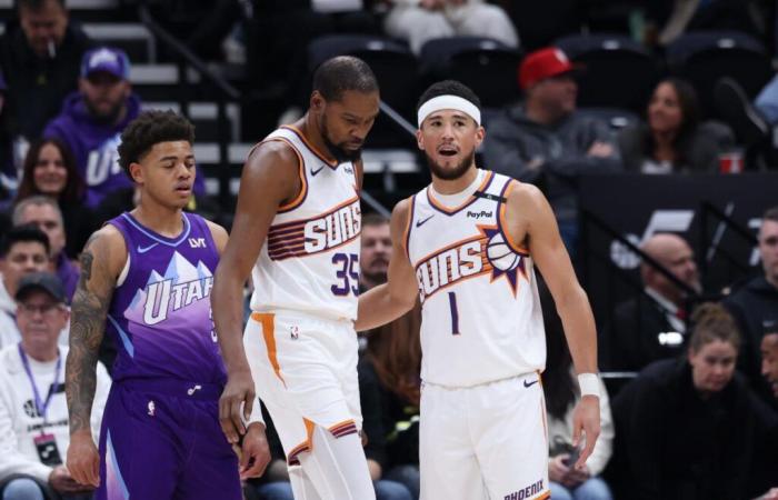 Kevin Durant und Devin Booker sorgen zusammen für 64, während die Phoenix Suns Jazz besiegen und schnell ausscheiden