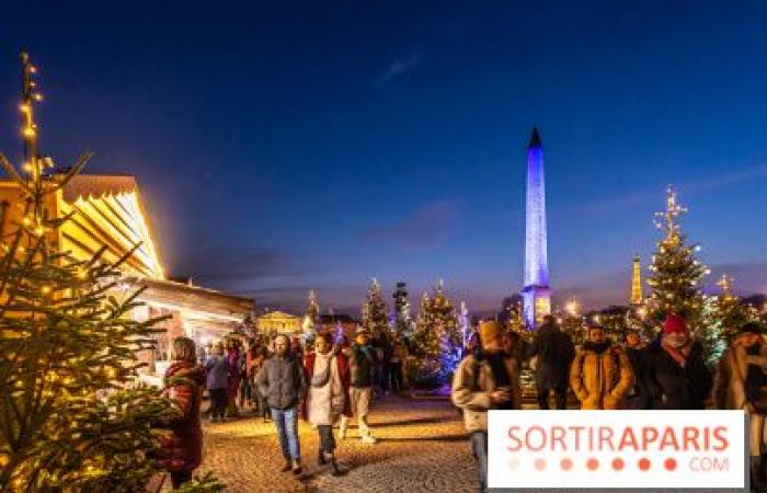 Der Weihnachtsmarkt am Place de la Concorde, der magische Markt gegenüber den Champs-Élysées in Paris