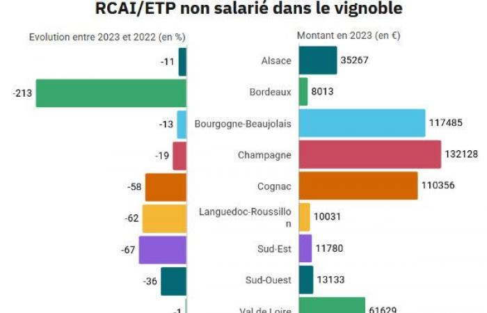 Die Rentabilität des Weinbergs brach in Bordeaux um 210 %, im Südosten um 67 %, im Languedoc um 62 % und in Cognac um 60 % ein …