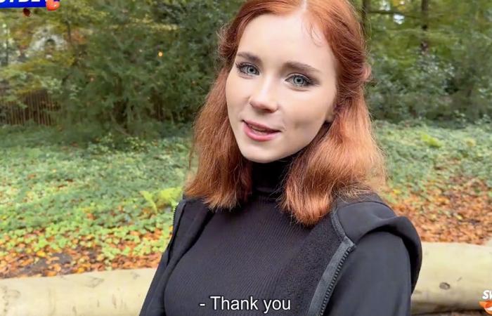 Ein über 18-jähriges Model spaziert in einem scharfen Video auf einer Pornoseite durch Efteling