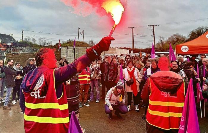 Vor dem Genêts d’or in der Nähe von Morlaix mobilisierten 150 medizinisch-soziale Mitarbeiter für ihre „Arbeitsbedingungen“