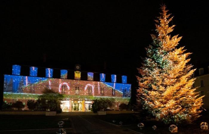 Das Hôtel du Département de l’Orne in Alençon erstrahlt zu Weihnachten mit einer „umfangreicheren“ Kartierung