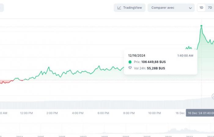 Bitcoin: BTC erreicht mit 106.000 US-Dollar einen neuen Höchststand und schreibt Geschichte