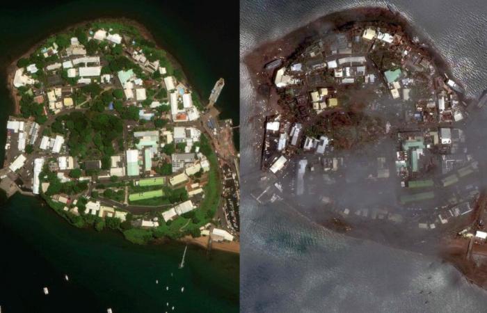 Vorher-Nachher-Satellitenbilder zeigen, wie verwüstet die Insel war