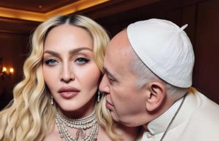 „Unangemessen“: Madonna spaltet das Internet, indem sie gefälschte Dessous-Fotos mit dem Papst teilt