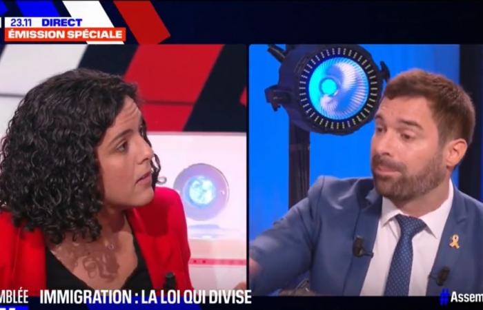 Julien Odoul fordert Manon Aubry auf BFMTV auf, sich zu „beruhigen und ein Glas Wasser zu trinken“, woraufhin der Europaabgeordnete explodiert