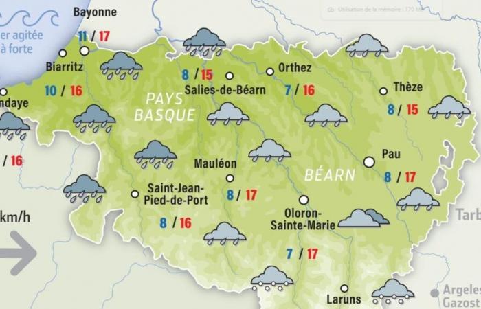 Wettervorhersage für diesen Donnerstag, den 19. Dezember in Pau, Béarn und im Baskenland: Regen und Schnee!