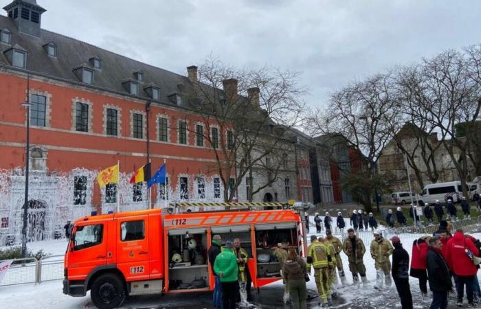 Streik: Verärgerte Beamte im öffentlichen Dienst, wallonisches Parlament mit Schaum besprüht