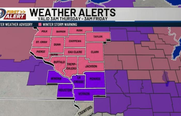 Starker Schneefall führt am Donnerstag zu glatter Fahrt in West-Wisconsin