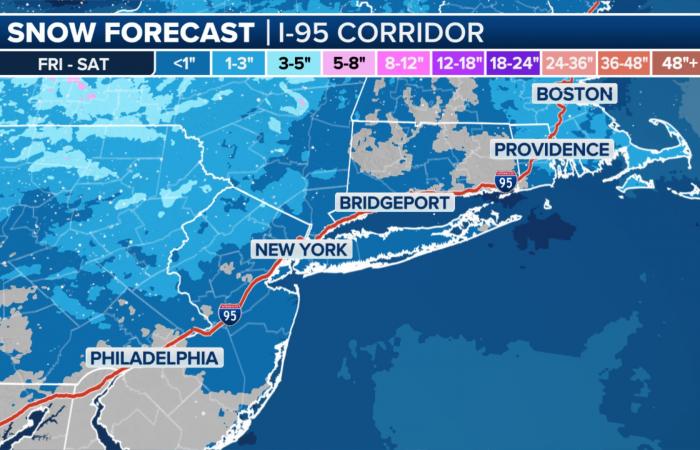 Von New York City nach Boston besteht am Wochenende die Gefahr gefrorener Niederschläge