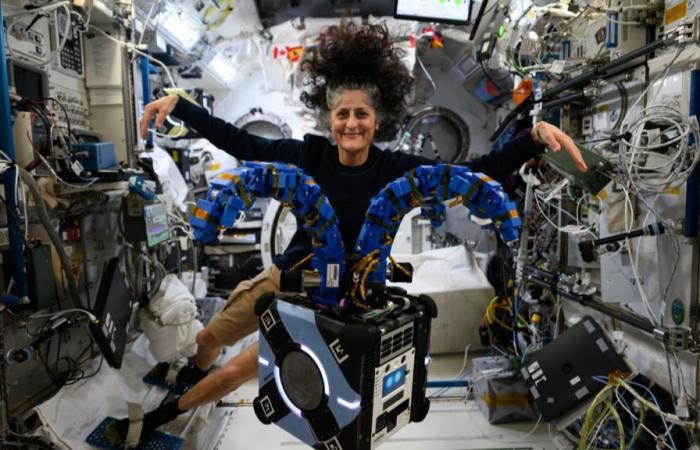 Was ist dieser seltsame Roboter mit Tentakel, der mit der Astronautin Suni Williams auf diesem von der NASA geteilten Foto posiert?