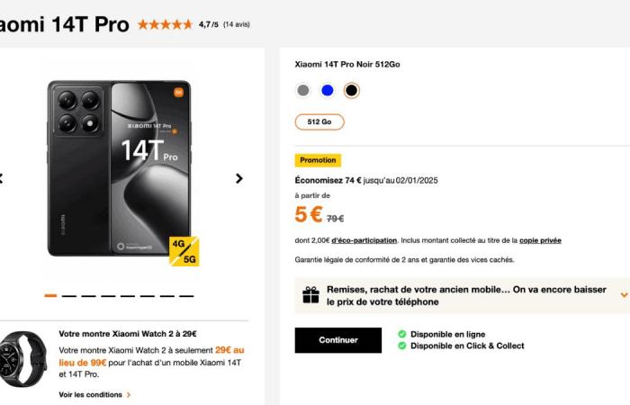 Das Xiaomi 14T Pro ab 5 € bei Orange mit Mobilfunktarif