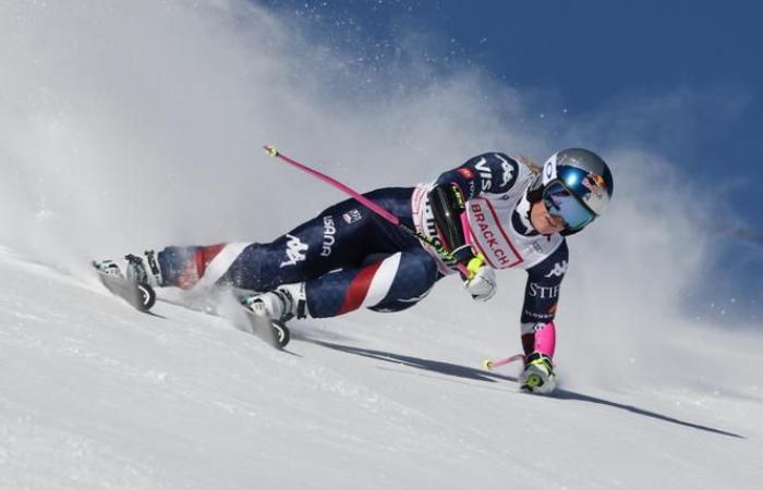 Mit 40 Jahren belegt Lindsey Vonn nach fünf Jahren Abwesenheit den 14. Platz im Super-G von Saint-Moritz