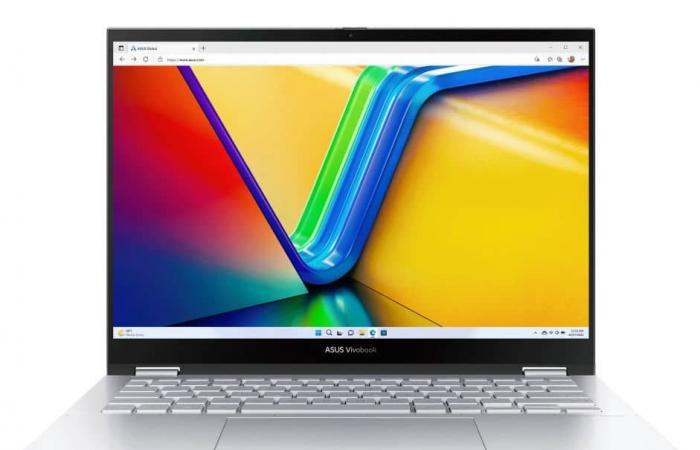 Aktion 1049 € Asus VivoBook S 14 Flip TN3402YA-KN250W, 2-in-1-Laptop-PC 14″ OLED 2,8K-Touchscreen-Tablet Silber leicht zu transportieren 8 Stunden Ryzen 7 SSD 1 TB