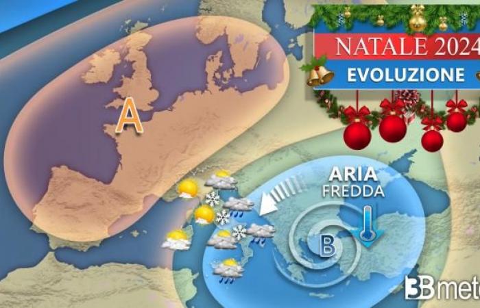 Vorabend, Weihnachten und Boxing Day mit Regen, Wind, Kälte und Schnee in geringer Höhe. Hier ist „3B Meteo