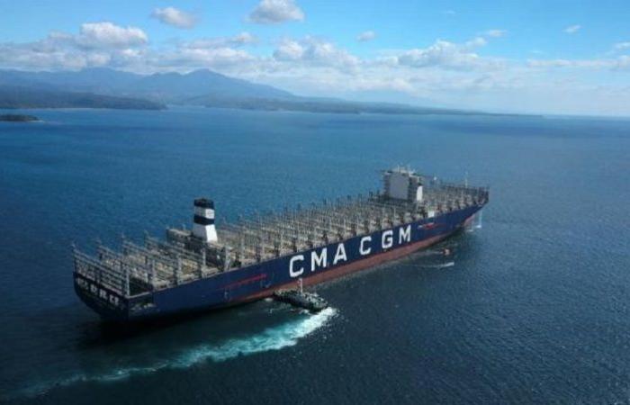 Die Gruppe unter der Leitung von CMA CGM, Gewinner der Unterkonzession für den Containerterminal des Hafens von Lyon, Édouard Herriot