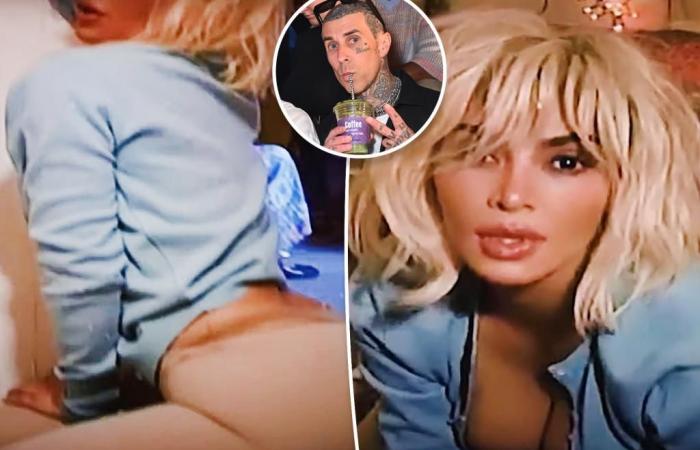 Kim Kardashian glüht in dem von Travis Barker produzierten Musikvideo „Santa Baby“.