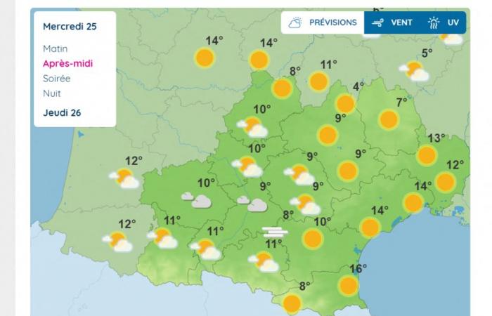 Wetterbericht. Wird es am Weihnachtstag in Okzitanien schneien?