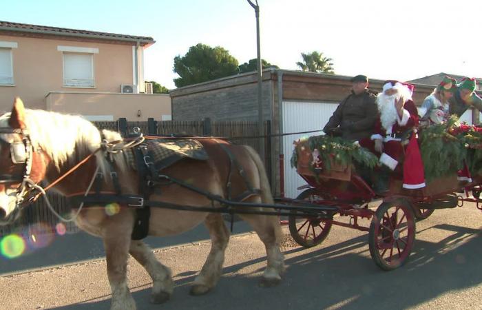 Schlitten in der Garage, ruhende Rentiere, der Weihnachtsmann drehte seine Runden in einer Camargue-Kutsche