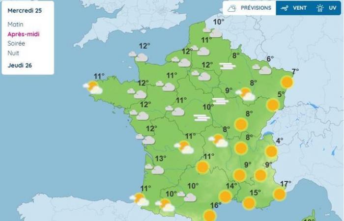 Weihnachtswetter: Wie lauten die Wettervorhersagen in Okzitanien und Frankreich für diesen Mittwoch, den 25. Dezember?