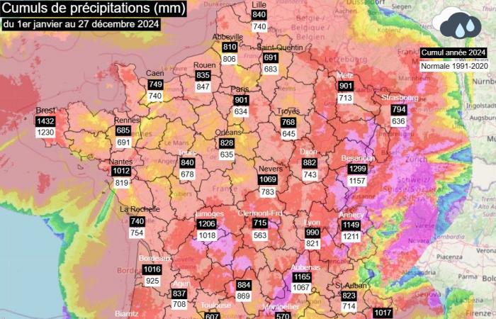 Ein übermäßig regnerisches Jahr 2024 in Frankreich 27.12.2024