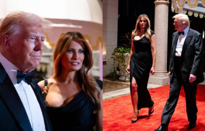 Melania Trump trägt ein drapiertes Versace-Kleid für die Silvesterparty in Mar-a-Lago