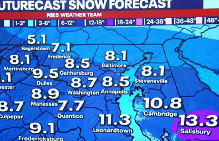 Wie viele Zoll Schnee wird das DMV am Montag sehen? Bereiten Sie sich auf bis zu 12 Zoll vor